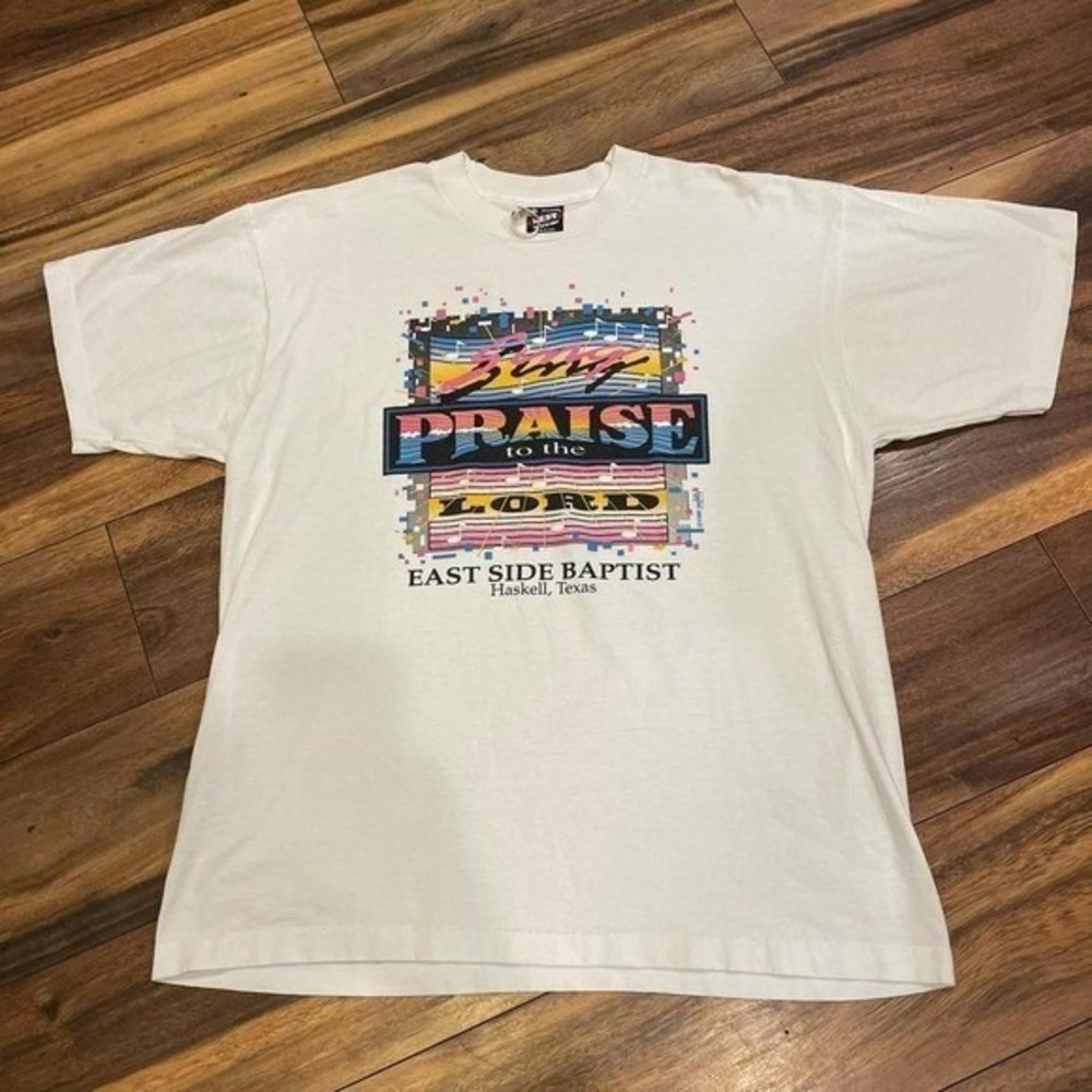 1990s white cotton single stitch church t-shirt church